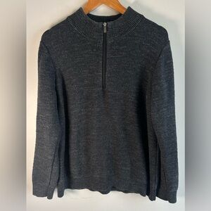 LL Bean Men's Organic Cotton Knit 1/4 Zip Sweater Pullover Size L Dark Gray